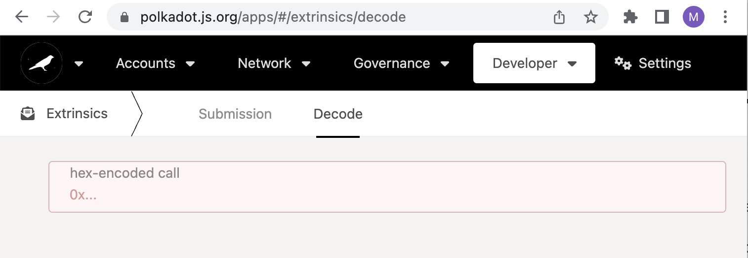 Submit hex-encoded call